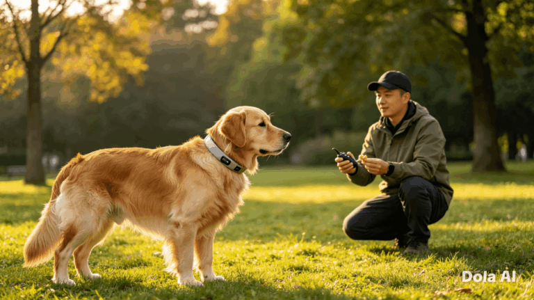 E-collar training for beginners with a calm golden retriever