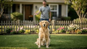 Train dog to stay in yard using stay command training